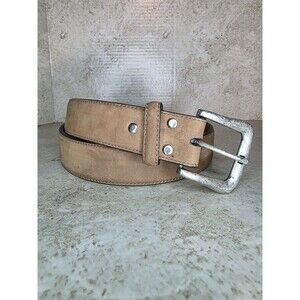 Nacona Belt Co. Brown Leather Western Cowboy Work Belt Sz 32 Silver Tone Buckle